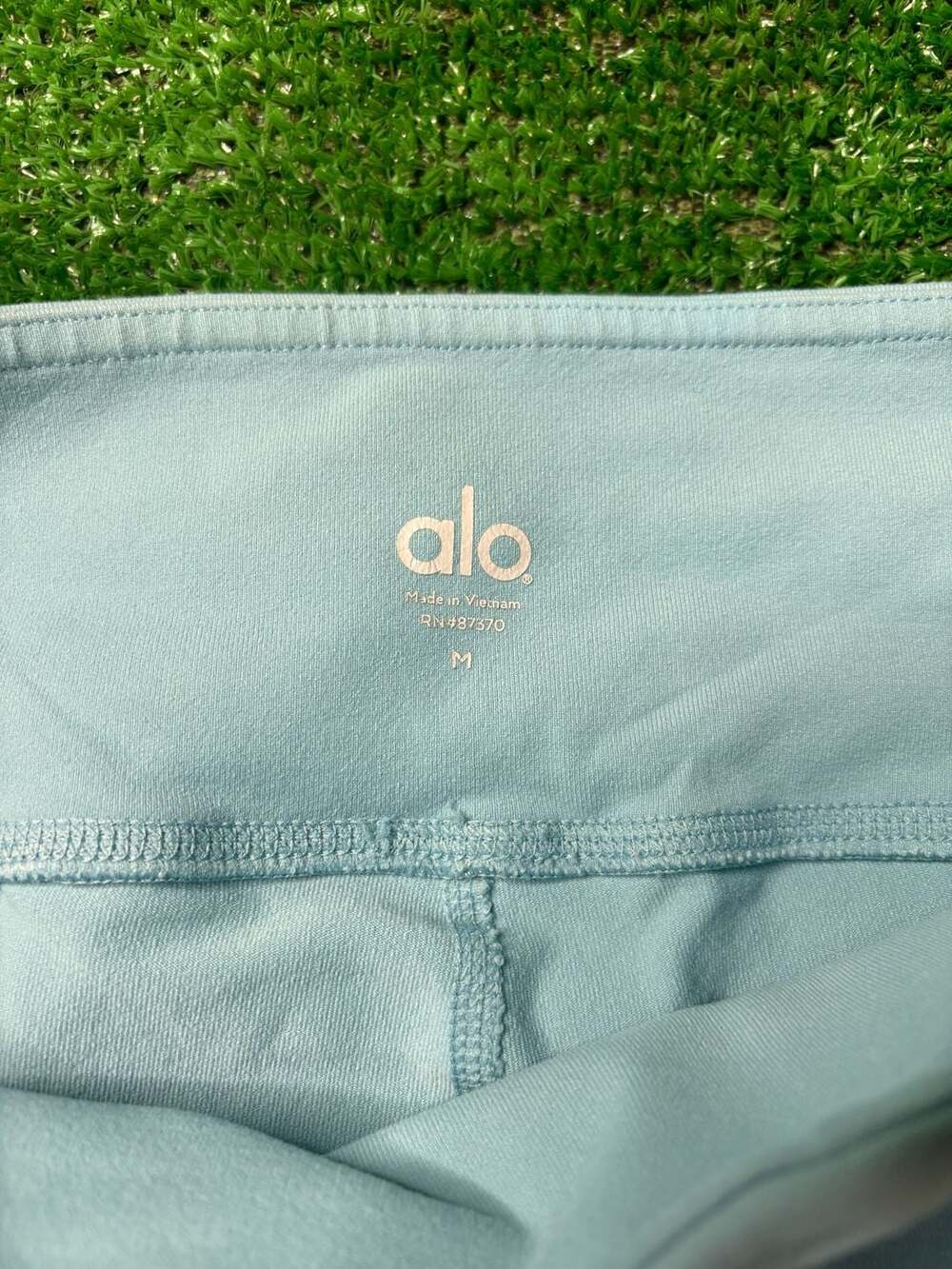 Alo Yoga Blue Vitality Lace Gray Panel Yoga Leggings - Picture 7 of 9